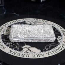 Premium Rhinestone Aluminum Business Card Holder, Luxury Anti-Crush Professional Card Case, Elegant Sparkling Design, Unisex Metal Card Organizer, Compact & Portable, Ideal For Business Gifts, Holidays And Everyday Use - Multicolor - View 3