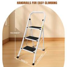 Royalswill Portable Folding Step Ladder, 2/3/4-Tier Ladder, Rubber Non-Slip Platform, Anti-Slip Household Folding Ladder, Multi-Purpose Load Capacity 330 Lbs, Foldable Step Ladder, Suitable For Kitchen, Office, Bathroom And Garage Use - 3級 - 查看 5