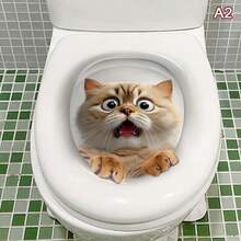 Pegatinas de inodoro de gato 3D creativas y divertidas, pegatina de pared resistente al agua DIY, calcomanías autoadhesivas para asiento de inodoro de ardilla YG2V - B4 - Ver 5