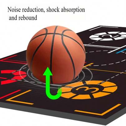 Högkvalitativ basketmatta - Ljudreducerande, halkfri, vikbar och hållbar design, förbättrar smidighet, hastighet och koordination, förbättrar dribblingsförmågan, lämplig för hemmagym och planträning, daglig träning inomhus och utomhus, hjälper spelare på alla nivåer att förbättra fotarbetet, hållbart inomhusskjutverktyg