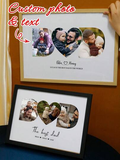LICVIC Marco de foto personalizado para papá con nombre y mensaje, marco de foto personalizado como regalo del Día del Padre, exhibición de foto familiar con texto, recuerdo personalizado significativo para decoración del hogar, decoración de pared, decoración de sala de estar, regalo elegante de marco de foto personalizable, padre, familia, papá, niños