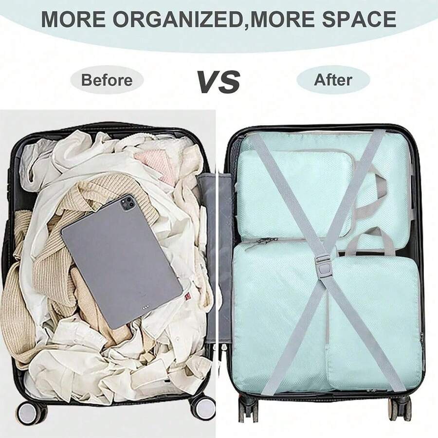 Set Of 4PCS Travel Compression Storage Bags Organizer Organiser In Suitcases Packing Cubes Luggage - Multicolor - Ver 1