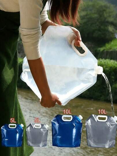 1 pieza Bolsa de agua plegable a prueba de fugas, adecuada para camping, senderismo, preparación de emergencias y otras actividades al aire libre, con asa