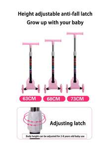 Devil Scooter With Lights On The Wheels, Folding Scooter For Kids With 3 Wheels, With Lights And Rear Brake, Folding Scooter For Children, Skates For Girls And Boys, Toys For Boys And Girls, Toys For Children's Day - 粉色 - 查看 4