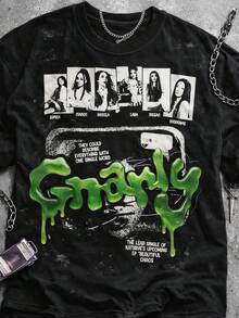 Katseye Gnarly Sweatshirt The Beautiful Chaos Tour Shirt Katseye Kpop Tour Merch Gnarly Graphic Sweatshirt Hoodie Kpop F - 黑色 - 查看 1