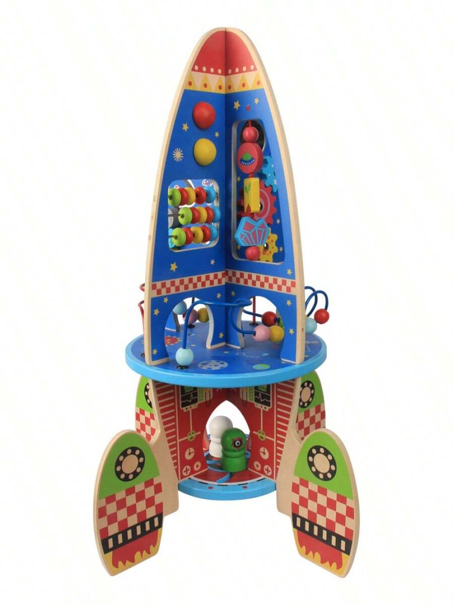 TendenciaCentro De Actividades De Madera Nave Espacial| Juguete Montessori Laberinto Para Niños| Juguete Con Laberintos Didácticos| Juguetes De Madera Educativos Teach Play Para Niños Y BebésCalidad premium - Azul - Ver 1