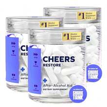 Cheers Restore 12 Doses Supplement Capsules With DHM L-Cysteine Milk Thistle Prickly Pear Ginger Supplement Complete B-Vitamins Vitamin C E Sodium Potassium Vegetarian - 3 pcs - 查看 1