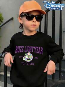 Disney Buzz Lightyear 1995 Toy Story Graphic Hooded Sweatshirt - A Round-Neck, Casual Summer Top Suitable For Both Boys And Girls, Perfect For Holiday Parties, Gatherings, Outdoor Activities, And Everyday Casual Wear. - màu đen - Xem 2