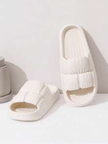 Unisex Soft Bottom Slippers, Non-Slip Bathroom Shower Sandals, Thick Sole House Slippers For Summer - White - View 3