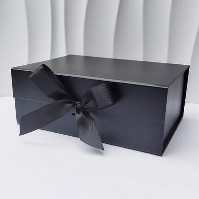  Foldable Thick Cardboard Gift Box, Suitable For Gift Wrapping, Rectangular, Magnetic Closure Lid, With Ribbon, Can Be Used As Groomsman Proposal Box, Wedding, Christmas, Halloween, Birthday Gift Packaging, School Supplies, Back To School Supplies, Etc.