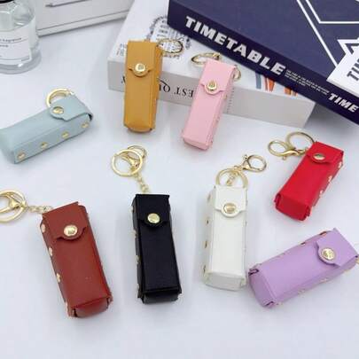 1pc 2026 Rivet Leather Lipstick Case, Elegant Lipstick Holder, Creative Keychain Accessory, Perfect Gift For Festival, Birthday, Valentine's Day