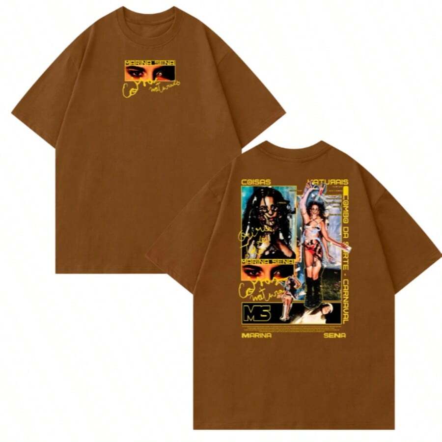 Unisex T-Shirt With Marina Sena 007 Print, Casual Summer T-Shirt, High Quality, On  - Immediate Shipping. - Rỉ Nâu - Xem 1