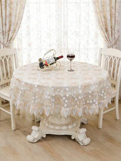 HXARTMIS 1 Piece, Beige Lace Embroidered Polyester Round Tablecloth. Material: Polyester. Italian Terms: Tablecloth, Tablecloth, Birthday, White Tablecloth, Baptism, Pink Tablecloth, Stain-Resistant Tablecloth, Furniture Doilies, Living Room Rug, Plastic Kitchen Tablecloth, Round Tablecloth, Square Tablecloth, Bedroom Doilies, Black Tablecloth