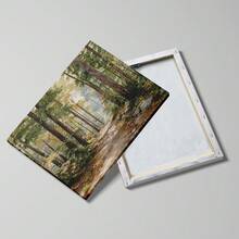 1幅装裱/未装裱绿色森林小径阳光北欧自然风景帆布海报林地乡村风景墙艺术印刷品简约农舍美学装饰画，适用于公寓、客厅、卧室、现代家居装饰 - A - 查看 7