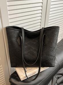 New Fashionable Simple Shoulder Bag Korean Edition Large Capacity Tote Bag - Black - View 8