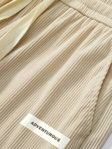 Men's Corduroy Casual Trousers For Spring And Autumn, Comfortable To Wear, With Drawstring And Pockets, Machine Washable. - Apricot - View 3