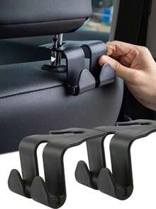 Car Seat Back Hook, Front & Rear Seat Hanger Holder For Car Interior Storage Accessories-DFGF - Black-2pcs - View 2