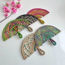 11.8 Inch Width X 8.66 Inch Length Small Semicircular Handwoven Seagrass Hand Fan, Home Decor Wall Hanging Fan For Cooling, Suitable For Elderly And Children, Summer Use, Lobby And Club Decoration - Seaweed Fan-shaped Fans Come In Various Colors - View 2