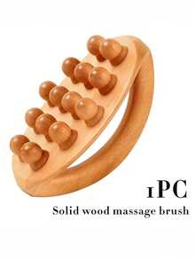1pc Natural Wooden Hand-Held Massage Brush, For Muscle Relaxation, Sauna SPA Head Massage Gua Sha - Multicolor - View 11