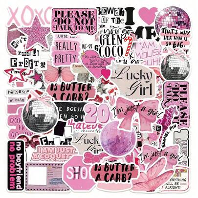 50 miếng dán màu hồng phong cách Y2K, miếng dán thẩm mỹ Y2K, quà tặng Y2K, miếng dán retro, miếng dán thập niên 90, miếng dán vinyl chống thấm nước dùng cho phong bì, bình nước, máy tính, laptop, điện thoại, hành lý, sổ tay, tủ lạnh và nhiều hơn nữa.