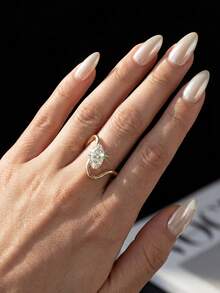 Nhẫn đính hôn, nhẫn cưới, nhẫn kỷ niệm sang trọng bằng bạc sterling 925, đá Moissanite hình mắt cong độc đáo 1 carat, quà tặng trang sức cho nữ, quà Giáng sinh. - Nhẫn Moissanite cong phù hợp - 1ct - Xem 4