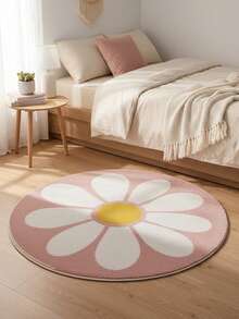 1pc Soft Pink Floral Area Rug, Small Daisy Round Pink Design Flower Carpeting, Decorative Mat, Bedroom Decor, Small Rug, Carpet, Home Decor, Living Room Rug, Bedroom Rug, Living Room Home Decor, Outdoor Rug, Washable Carpet - Multicolor - View 11