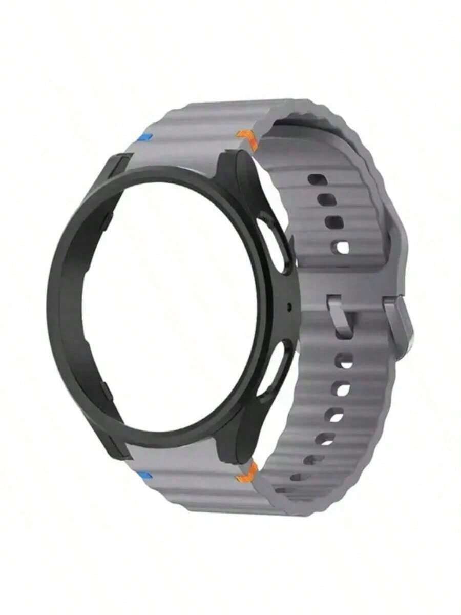SMART WATCH MX Correa Sport Para Galaxy Watch 7/6/5 + Case + Vidrio Templado - GrisSpace/negro - Ver 1