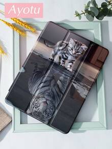 1pc Cat Is Tiger Pattern Tablet Protective Case And Kindle EBook Protective Case, Suitable For 10th Gen, 10.2/Mini6/Mini7/9.7 Inch, Galaxy Tab A9 Plus, Kindle (11th Gen - 2024 Release) (6 Inch), Kindle Paperwhite 12th Gen 2024 Model, Excellent Holiday Gift, Fashionable Minimalist Design - Multicolor - View 3