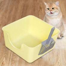 High-Sided Open Litter Box - For Small/Medium Cats, Non-Stick Bottom Easy To Clean, Anti-Splash Litter Box (Litter Scoop Style Random) - one-size - View 12