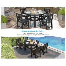 5 Piece Outdoor Dining Table And Chairs Set, Patio Table And Chairs Furniture Set With Umbrella Hole, Outdoor Dining Set For Garden And Backyard - 黑色 - 查看 6