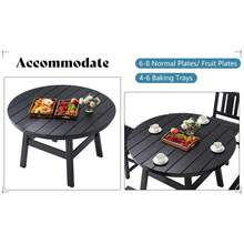 5 Piece Outdoor Dining Table And Chairs Set, Patio Table And Chairs Furniture Set With Umbrella Hole, Outdoor Dining Set For Garden And Backyard - 黑色 - 查看 8