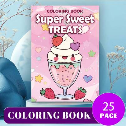 The New Product Sells Very Well!! (Upgraded Deluxe Edition, With Thicker Paper, 28.5*20.5cm) "Dessert Ice Cream Coloring Book", Suitable For Couples And Families, Perfect For Gatherings, Valentine's Day, Birthdays, And Other Holidays. It's A Drawing And Learning Tool, With 22 Pages, A Book, A Coloring Book, A Learning Aid, Perfect For Schools, Christmas, Halloween, Birthdays, Back-To-School Gifts, And Coloring Books