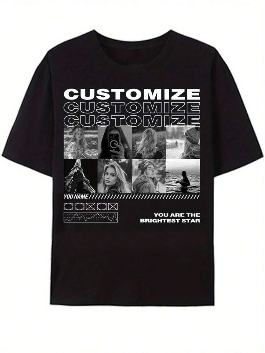 Camiseta Personalizada Del Día De San Valentín, Camiseta Versátil De Moda Para Hombres, Camiseta De Navidad, Camiseta Deportiva De Navidad, Regalo Del Día De San Valentín, Regalo Para Novio, Regalo Para Novia, Camiseta De Dibujos Animados, Camiseta Con Letras, Camiseta Retro, Regalo De , Regalo De Acción De Gracias, Camiseta Casual De Verano, Cómoda Para Uso Diario Al Aire Libre. - 黑色 - 查看 1