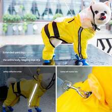 (Puppy Raincoat Four-Legged Waterproof All-Inclusive Teddy Poncho Pet Rainy Day Clothes Small Medium Dog Bixiong Bomei) - Yellow - View 10