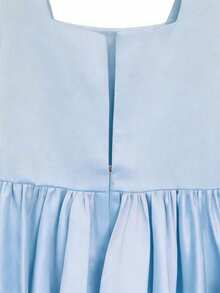 2pcs/Set Girls' Elegant Square Neck Ruffle Hem Dress With Detachable Sleeves, Suitable For Banquet, Party, Halloween, Christmas, Autumn/Winter - Baby Blue - View 4