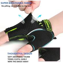 Guantes de ciclismo para hombres y mujeres [almohadilla de gel transpirable antideslizante de 5 mm] Guantes de ciclismo de medio dedo para bicicleta de carretera MTB Guantes de bicicleta para ciclismo, fitness, motocicleta, gimnasio, entrenamiento - Verde fluorescente - Ver 7