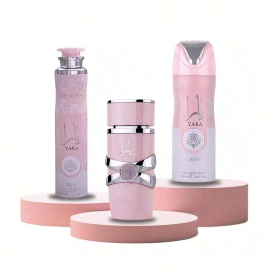 Lattafa Yara Bundle – Eau De Parfum 100ml + Perfumed Body Spray 200ml + Air Freshener 300ml | Long-Lasting Floral Vanilla Scent For Women | Complete Fragrance Set - 3 件套 - 查看 1