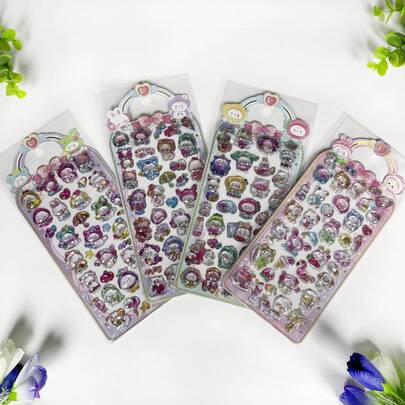 可爱卡通贴纸，3D DIY手工手机装饰贴纸，送给女孩的完美礼物，也是儿童手工玩具和奖励