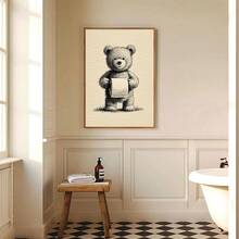 1 tấm tranh canvas in hình gấu bông Teddy cổ điển (có khung/không khung) dùng để trang trí nhà vệ sinh, phòng ngủ, nhà hiện đại, với họa tiết động vật ngộ nghĩnh, thích hợp để trang trí. - A - Xem 4