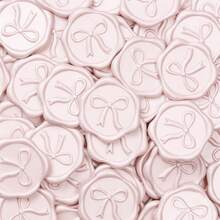 30个3D蝴蝶结蜡封贴纸，优雅的香槟色自粘封印，适用于婚礼请柬、礼品包装装饰、信封、圣诞节和派对装饰、贺卡 - 浅粉色 - 蝴蝶結-淡粉 - 查看 1