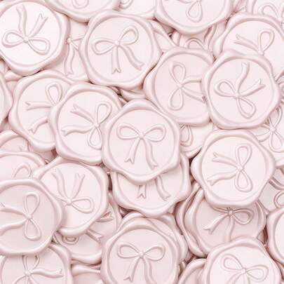 30pcs 3D Bow Wax Seal Stickers, Elegant Self-Adhesive Champagne Color Seals, Suitable For Wedding Invitations, Gift Packaging Decoration, Envelopes, Christmas And Party Decorations, Greeting Cards - Light Pink