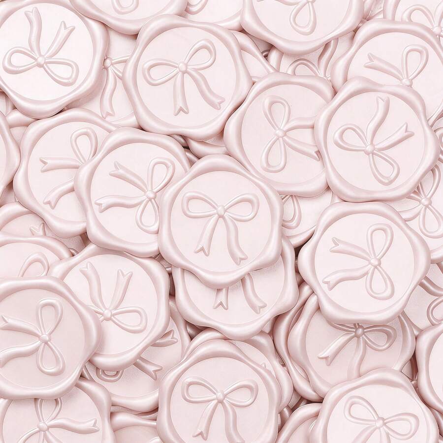 30个3D蝴蝶结蜡封贴纸，优雅的香槟色自粘封印，适用于婚礼请柬、礼品包装装饰、信封、圣诞节和派对装饰、贺卡 - 浅粉色 - 蝴蝶結-淡粉 - 查看 1