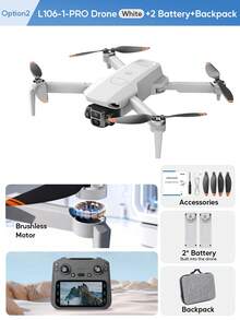 AXNEN 2026新款L106MAX EIS防抖无刷四轴飞行器无人机，可调节镜头，4.5英寸FPV彩色屏幕，无刷电机，四轴避障，5G WiFi，圣诞节和节假日完美礼物 - 彩色 - 查看 18