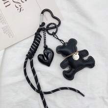 法国斗牛犬包挂饰、可爱小猫包挂饰、皮革小熊包挂饰、亚克力心形挂绳、攀岩绳钥匙扣、包包配件，适合作为生日、情人节或节日礼物 - 彩色 - 查看 12