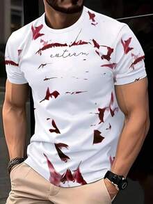 3件装男士扎染涂鸦印花圆领T恤休闲短袖修身T恤 - 彩色 - 查看 4