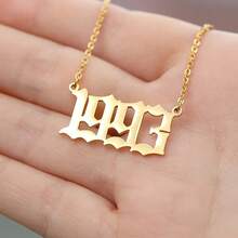 Custom Birth Year Number Necklaces For Women Men Stainless Steel Customized Necklace Pendant Personalized Neck Chain Jewelry Birthday Gift - Multicolor - View 4