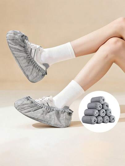 10/50/100pcs Disposable Shoe Covers, Non-Woven Anti-Slip Shoe Covers, Home Floor Ground Anti-Dirty Shoe Covers, Household Dust-Proof Shoe Protectors, Thickened Wear-Resistant Anti-Dust, Work Boots Indoor Carpet Protective Covers, Suitable For Indoor, Office, Rainy Days, As Well As Schools, Offices, Homes And Travel