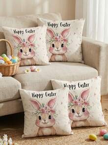 1/2/4件装柔软舒适的装饰枕套，透气亲肤，带拉链方便清洗，适用于沙发/卧室/客厅，是婚礼/节日的理想礼物，不含枕芯。 - 彩色 - 查看 5