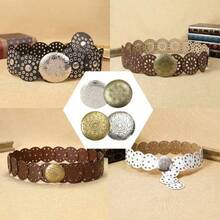 1个西部风格皮带扣，男女通用可互换牛仔裤皮带扣，时尚百搭的古铜色/金色/银色对称几何设计，适用于外套、夹克、腰带，四季皆宜。 - 銀色外貿橢圓圓餅 - 查看 4