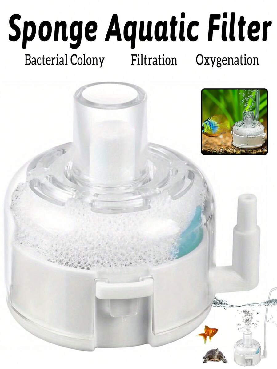 1 szt. Mały, ultracienki, cichy, zanurzalny filtr napowietrzający, gąbkowy filtr tlenowy 3 w 1 do akwarium, wielofunkcyjny dodatek do akwarium, ultracichy, przezroczysty, zewnętrzny filtr do usuwania odpadów akwariowych, odpowiedni do akwariów o różnych rozmiarach